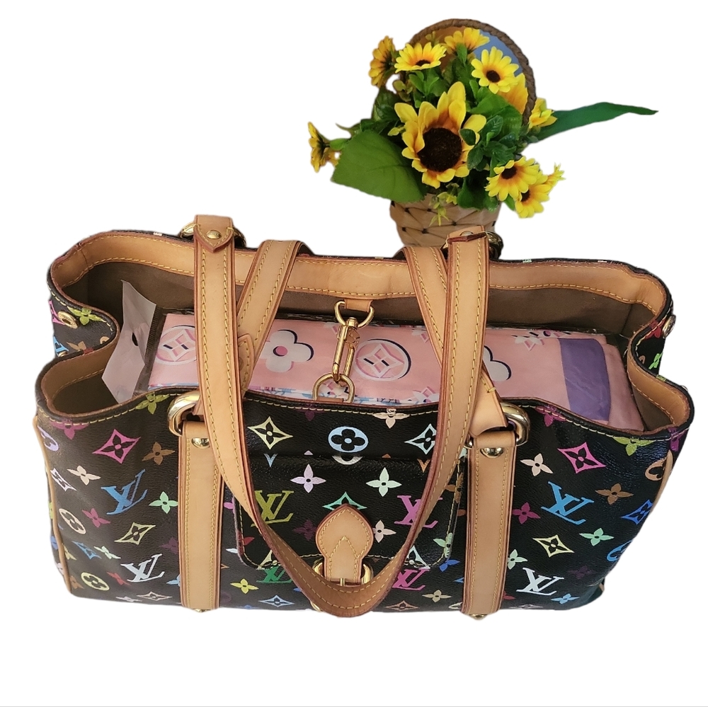 🔥SOLD🔥LOUIS🌻VUITTON Aurelia MURAKAMI Black Multicolored Bag 💞RARE💞 - Picture 13 of 17